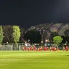 Đội Việt Nam tại sân tập trong khuôn viên Khu Liên hợp thể thao quốc gia Indonesia Bung Karno. (Ảnh: Đỗ Quyên/Vietnam+)