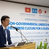 Ông Trần Văn Mạnh, Phó Chủ tịch thường trực VFUA, Phó Chủ tịch Liên hiệp UNESCO châu Á-Thái Bình Dương phát biểu tại sự kiện. (Ảnh: Xuân Giao/TTXVN)