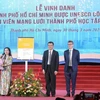 Lễ trao chứng nhận của UNESCO cho Thành phố Hồ Chí Minh là thành viên mạng lưới thành phố học tập toàn cầu. (Ảnh: Thu Hương/TTXVN)