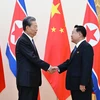 Ủy viên trưởng Nhân Đại toàn quốc Trung Quốc Triệu Lạc Tế (trái) và Chủ tịch Ủy ban Thường vụ Hội đồng Nhân dân Tối cao (Quốc hội) Triều Tiên Choe Ryong Hae. (Ảnh: THX)