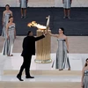 Lễ chuyển giao ngọn đuốc Olympic cho ban tổ chức Olympic Paris 2024 tại Athens, Hy Lạp. (Ảnh: Reuters)