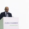 Ông Mohammad Ali Rashed Lootah, Chủ tịch kiêm Giám đốc điều hành Dubai Chambers phát biểu tại diễn đàn. (Ảnh: Xuân Anh/TTXVN)