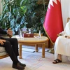 Ngoại trưởng Mỹ Antony Blinken (trái) và Thủ tướng Qatar Sheikh Mohammed bin Abdulrahman Al-Thani tại cuộc gặp ở Doha ngày 12/6/2024 để thảo luận về cuộc xung đột tại Gaza. (Ảnh: AFP/TTXVN)