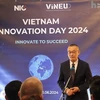 Đại sứ Việt Nam tại Đức, Vũ Quang Minh phát biểu tai sự kiện. (Ảnh: Hương Giang/TTXVN)