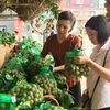 Người tiêu dùng lựa chọn sản phẩm nhãn lồng Hưng Yên tại Tuần lễ nhãn lồng Hưng Yên tại Hà Nội. (Ảnh: Thanh Tâm/Vietnam+)