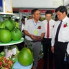 Thứ trưởng Bộ Nông nghiệp và Phát triển Nông thôn Trần Thanh Nam cùng các đại biểu tham quan các gian hàng tại Hội chợ AgroViet 2017. (Ảnh: Mạnh Linh/TTXVN)