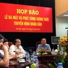 Lãnh đạo Báo Nhân Dân giới thiệu về kênh Truyền hình Nhân Dân với báo giới. (Ảnh: PV/Vietnam+)