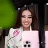 Hoa hậu Khánh Vân tham gia buổi phỏng vấn trực tuyến riêng qua ứng dụng Zoom cùng ban tổ chức Miss Universe tối qua, 31/3. (Ảnh: Sang Đào/Vietnam+)