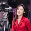 Á hậu Huyền My lấn sân làm MC. (Ảnh: CTV/Vietnam+)