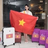 Ái Nhi lên đường với 80kg hành lý. (Ảnh: CTV/Vietnam+)