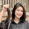 Hoa hậu Thiên Ân hiến tóc cho bệnh nhân ung thư. (Ảnh: CTV/Vietnam+)
