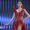 Hình ảnh Quế Anh trong đêm bán kết Miss Grand International 2024.