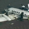 Chiếc máy bay gặp nạn nổi trên sông. (Nguồn: Infobae)