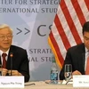 Tổng Bí thư Nguyễn Phú Trọng trả lời khách mời tại Trung tâm Nghiên cứu chiến lược và quốc tế. (Nguồn: CSIS)