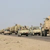 Các xe chở binh sỹ các nước Arab đến Yemen. (Nguồn: Reuters)