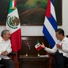 Tổng thống Mexico Enrique Peña Nieto (trái) và Chủ tịch Cuba Raul Castro tại hội đàm ngày 6/11. (Nguồn: NOTIMEX)