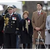 Tân Thủ tướng Justin Trudeau và phu nhân Sophie Grégoire-Trudeau tại buổi lễ. (Nguồn: The Canadian Press)