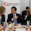 Chủ tịch nước Trương Tấn Sang đến dự và phát biểu trước chính giới, học giả Đức tại Viện Körber. (Ảnh: Nguyễn Khang/TTXVN)