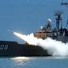 Khinh hạm trang bị tên lửa có điều khiển lớp Perry mà Đài Loan mua của Mỹ. (Ảnh: AP)