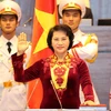 Bà Nguyễn Thị Kim Ngân tuyên thệ nhậm chức Chủ tịch Quốc hội, Chủ tịch Hội đồng bầu cử quốc gia khóa XIII. (Ảnh: Thống Nhất/TTXVN) 