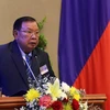Tân Chủ tịch nước Bounnhang Volachith phát biểu sau khi được bầu. (Ảnh: Phạm Kiên/TTXVN)
