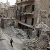Cảnh đổ nát sau các cuộc giao tranh tại thành phố Aleppo. (Nguồn: AFP/TTXVN)