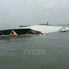 Hiện trường chìm phà chở khách Sewol cách đây 2 năm. (Nguồn: AFP/TTXVN)