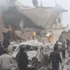 Cảnh hoang tàn sau vụ không kích ở Jayrud, Syria. (Nguồn: timeturk.com)
