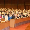 Các lãnh đạo và nguyên lãnh đạo Đảng, Nhà nước và đại biểu Quốc hội dự khai mạc kỳ họp. (Ảnh Trọng Đức/TTXVN)