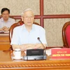 Tổng Bí thư Nguyễn Phú Trọng phát biểu tại cuộc họp. (Ảnh: Trí Dũng/TTXVN)