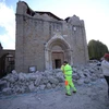 Nhà thờ San'Agostini, được xây dựng vào năm 1428 bị hư hại. (Nguồn: AFP)