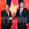 Thủ tướng Nguyễn Xuân Phúc hội kiến với Tổng Bí thư, Chủ tịch nước Trung Quốc Tập Cận Bình. (Ảnh: Thống Nhất/TTXVN)