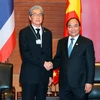 Thủ tướng Nguyễn Xuân Phúc tiếp Phó Thủ tướng Thái Lan Somkid Jatusripitak nhân dịp sang dự Hội nghị ACMECS 7, CLMV 8 và WEF-Mekong. (Nguồn: TTXVN)