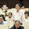Đại biểu Quốc hội phát biểu tại Phiên toàn thể tại hội trường thảo luận về công tác phòng ngừa, chống tội phạm và phi phạm pháp luật; công tác thi hành án; công tác phòng chống, chống tham nhũng. (Nguồn: TTXVN)