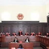 Các thẩm phán Tòa án Nhân dân Tối cao trong trang phục mới tại cuộc họp sáng 7/11. (Nguồn: Tòa án Nhân dân Tối cao)