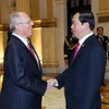 Chủ tịch nước Trần Đại Quang gặp Tổng thống Cộng hòa Peru Pedro Paplo Kuczynsky. (Ảnh: Nhan Sáng/TTXVN)