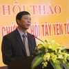 Bí thư Tỉnh ủy Bắc Giang Bùi Văn Hải phát biểu tại hội thảo. (Ảnh: Đồng Thúy/TTXVN)