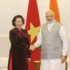 Chủ tịch Quốc hội Nguyễn Thị Kim Ngân hội kiến với Thủ tướng Ấn Độ Narendra Modi. (Ảnh: Trọng Đức/TTXVN)