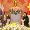 Chủ tịch Quốc hội Nguyễn Thị Kim Ngân tiếp Thủ tướng Campuchia Samdech Akka Moha Sena Padei Techo Hun Sen đang ở thăm chính thức Việt Nam. (Ảnh: Trọng Đức/TTXVN)
