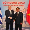 Phó Thủ tướng, Bộ trưởng Ngoại giao Phạm Bình Minh đón và hội đàm với Bộ trưởng Ngoại giao Hy Lạp Nikos Kotzias sang thăm chính thức Việt Nam. (Ảnh: Nguyễn Khang/TTXVN)