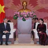 Chủ tịch Quốc hội Nguyễn Thị Kim Ngân tiếp ông Osawa Masaaki, Thống đốc tỉnh Gunma (Nhật Bản) đang thăm và làm việc tại Việt Nam. (Ảnh: Phạm Kiên/TTXVN)