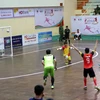 Cầu thủ Hoàng Thư Đà Nẵng sút bóng ghi bàn thắng mở tỷ số trận đấu 1-0. (Ảnh: Trần Lê Lâm/TTXVN)