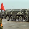 Tên lửa đạn đạo Iskander của Nga trong buổi tổng duyệt lễ duyệt binh ở Alabino ngoại ô Mátxcơva. (Nguồn: AFP/TTXVN)