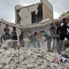 Cảnh đổ nát sau các cuộc không kích tại Syria. (Nguồn: AFP/TTXVN)