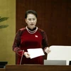 Chủ tịch Quốc hội Nguyễn Thị Kim Ngân phát biểu điều hành phiên chất vấn. (Ảnh: Văn Điệp/TTXVN)
