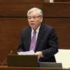 Tổng thanh tra Chính phủ Phan Văn Sáu giải trình làm rõ các vấn đề Đại biểu Quốc hội nêu. (Ảnh: Phương Hoa/TTXVN)