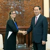 Chủ tịch nước Trần Đại Quang tiếp bà Meirav Eilon Shahar, Đại sứ Israel tại Việt Nam đến chào từ biệt. (Ảnh: Nhan Sáng/TTXVN)
