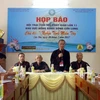 Thượng tọa Thích Phước Nghiêm, Ủy viên Hội đồng trị sự Giáo hội Phật giáo Việt Nam, Trưởng Ban tổ chức hội trại trả lời báo chí tại họp báo. (Ảnh: Thanh Liêm/TTXVN)