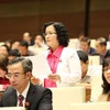Đại biểu Quốc hội thành phố Hà Nội Trần Thị Quốc Khánh đặt câu hỏi chất vấn. (Ảnh: Phương Hoa/TTXVN)