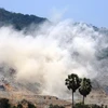 Hoạt động nổ mìn tại các mỏ đá xung quanh núi Bà Đen (thuộc ấp Thạnh Đông, xã Thạnh Tân, thành phố Tây Ninh, tỉnh Tây Ninh). (Ảnh: Thanh Tân/TTXVN)